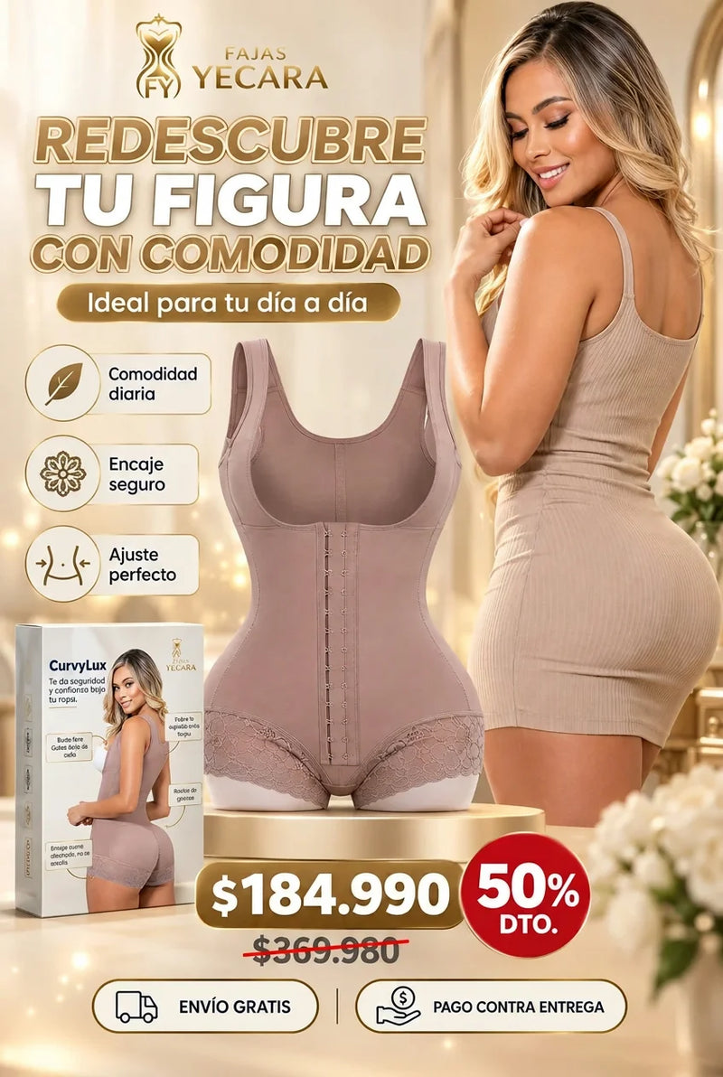 CurvyLux Faja Cachetero Tira Ancha- Alta Compresión.